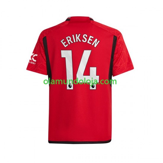 Camisola Manchester United Eriksen 14 Homem Equipamento Primeiro 2023-2024 Manga Curta